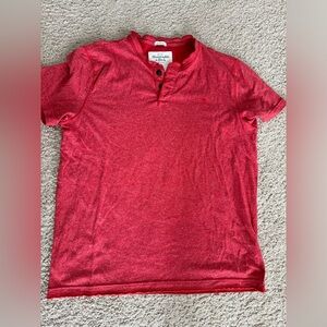Abercrombie & Fitch Men Short-Sleeve Icon Henley Solid- Dark red T-Shirt Size XL